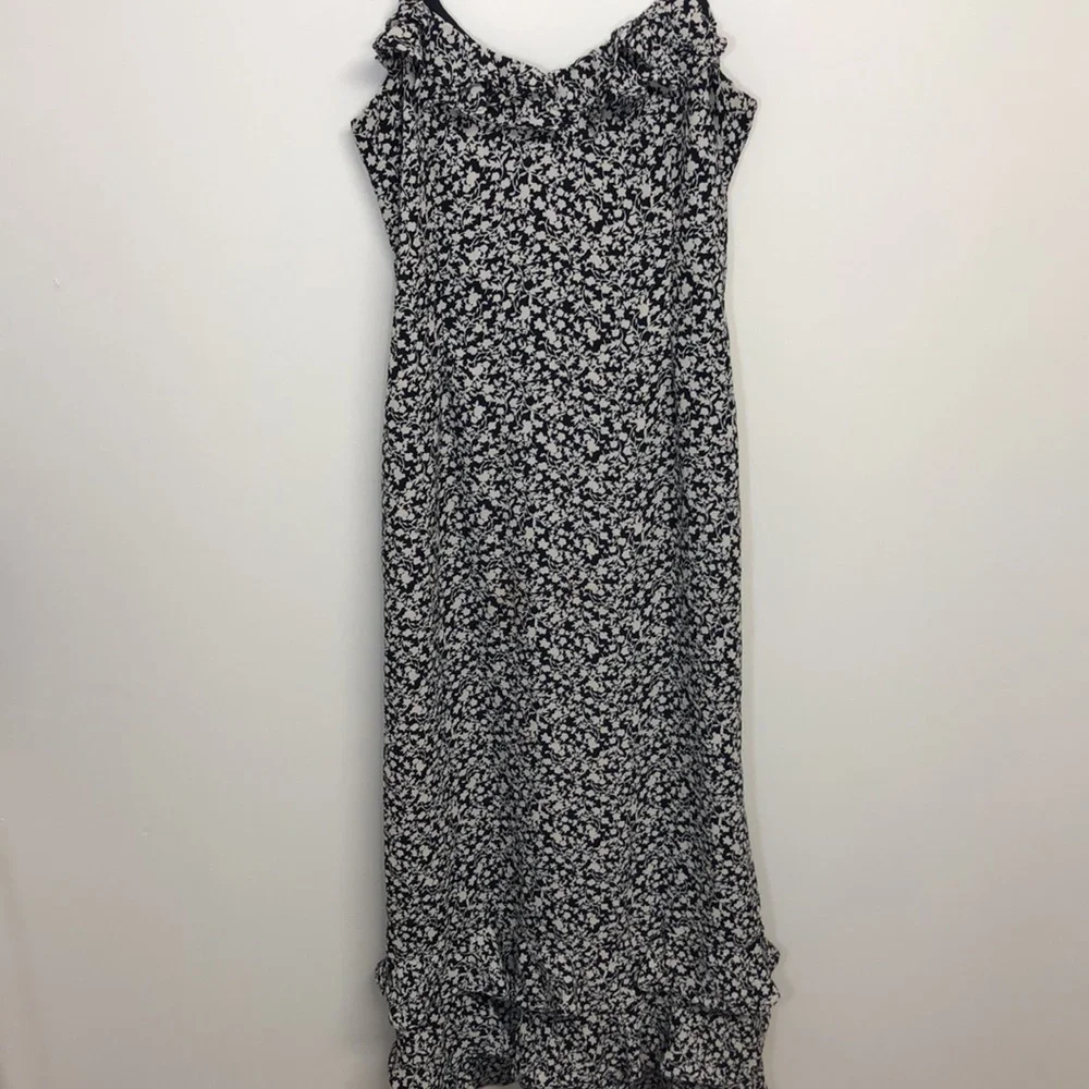 Urban Outfitters Angelica Floral Ruffle Midi Dress Black Cream Size Medium - Picture 4 of 12
